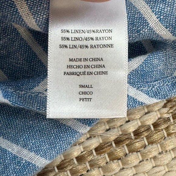 Rails Women's Jeri St. Germain Stripe Blouse Linen Blend Blue White Size Small - Picture 9 of 13